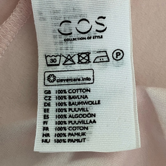 COS Asymmetrical Top S Blush Pink Tunic Blouse Shirt Minimalist Relaxed V-Neck - Picture 14 of 16